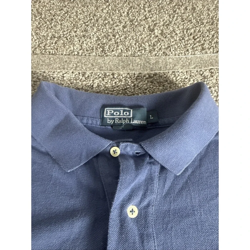 VTG Polo Ralph Lauren classic fit polo shirt in navy blue with a red pony L‎